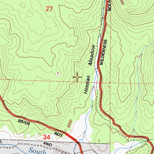 Topographic Map of Hessian Meadow, CA