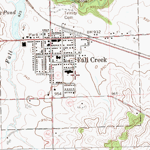 Topographic Map of Fall Creek Middle School, WI