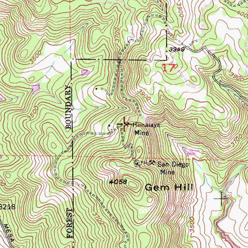 Topographic Map of Himalaya Mine, CA