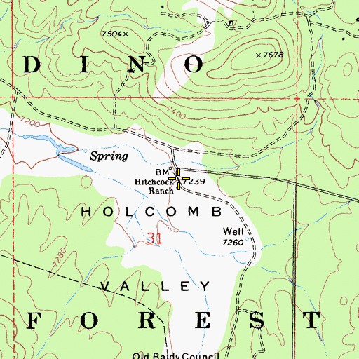 Topographic Map of Hitchcock Ranch, CA