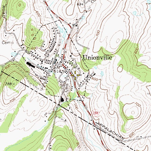 Topographic Map of Unionville Fire Department, NY