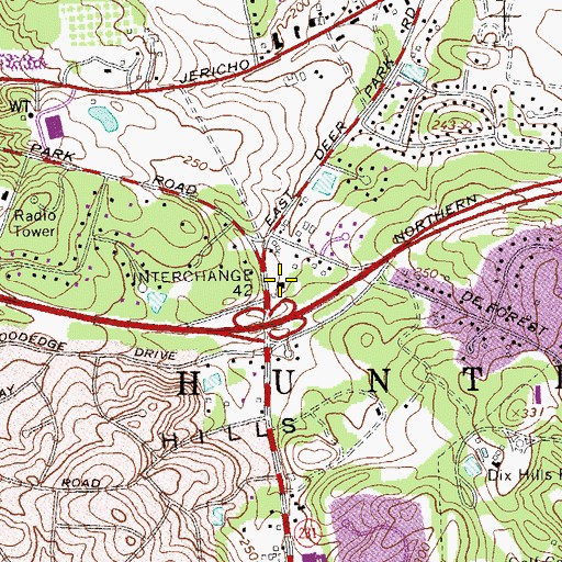 Topographic Map of Dix Hills Fire Station, NY