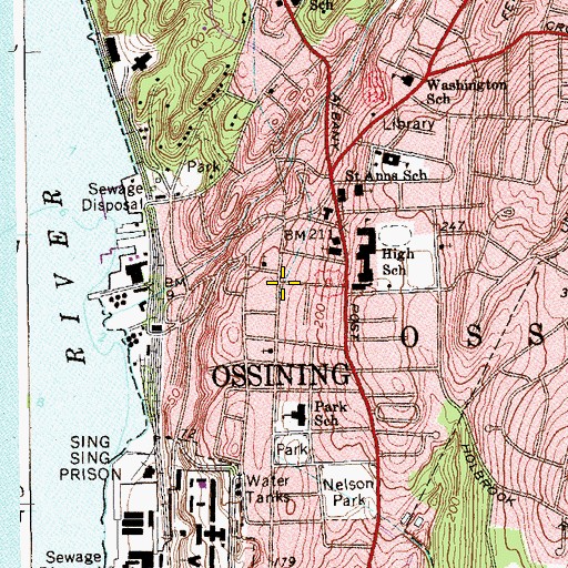 Topographic Map of Ossining Fire Department Cataract Hose Company 2, NY