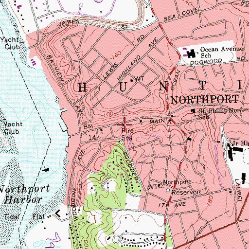 Topographic Map of Northport Volunteer Fire Department Headquarters, NY