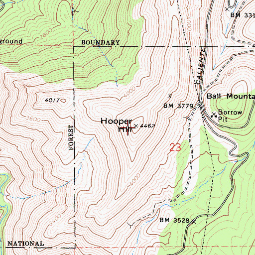 Topographic Map of Hooper Hill, CA