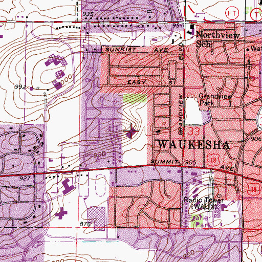 Topographic Map of Summit View Elementary School, WI