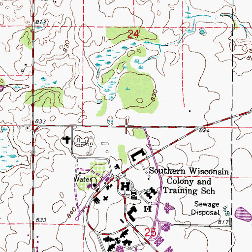 Topographic Map of Southern Oaks Girls School, WI