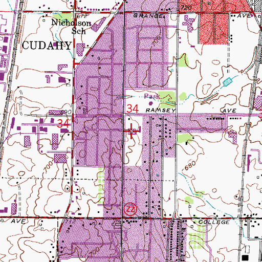 Topographic Map of General Mitchell Elementary School, WI