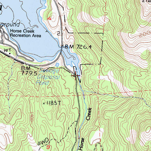 Topographic Map of Horse Creek, CA
