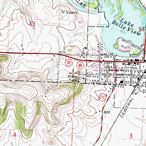 Topographic Map of Belleville Middle School, WI