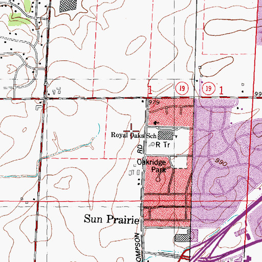 Topographic Map of Prairie View Middle School, WI