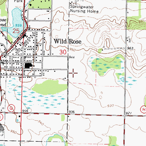 Topographic Map of Wild Rose Elementary School, WI
