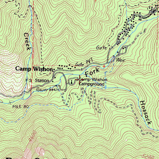 Topographic Map of Hossack Creek, CA