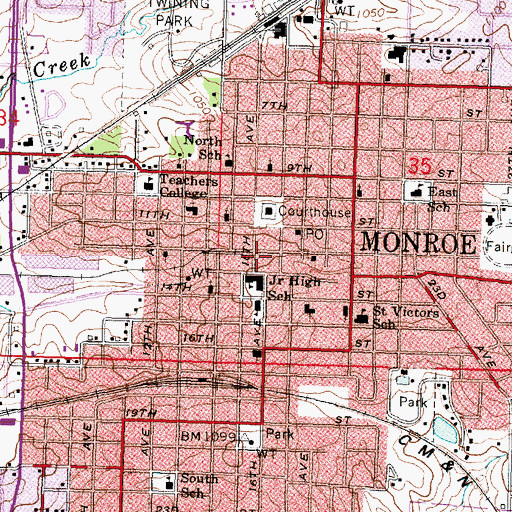 Topographic Map of Monroe Alternative Charter School, WI