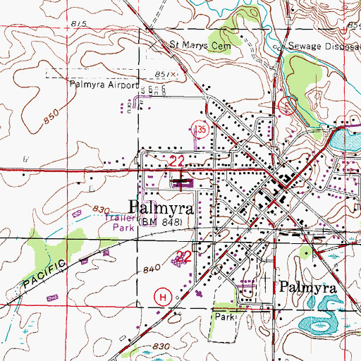Topographic Map of Palmyra Elementary School, WI