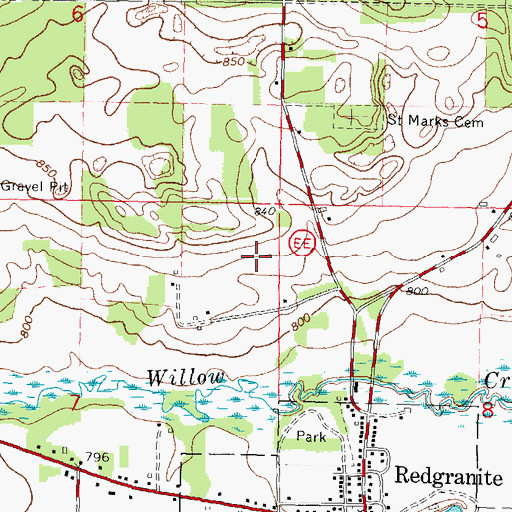 Topographic Map of Redgranite Correctional Institute, WI