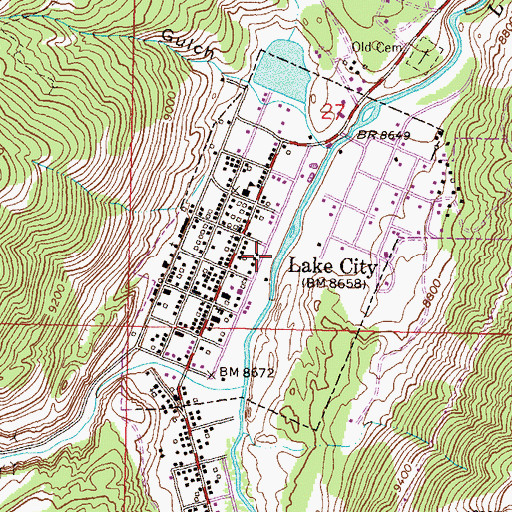 Topographic Map of Hinsdale County Emergency Medical Service, CO