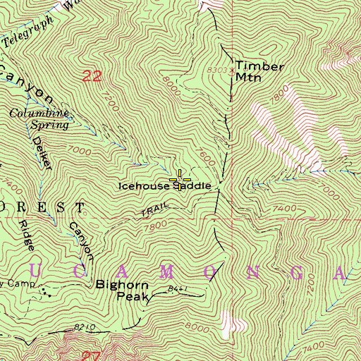 Topographic Map of Icehouse Saddle, CA