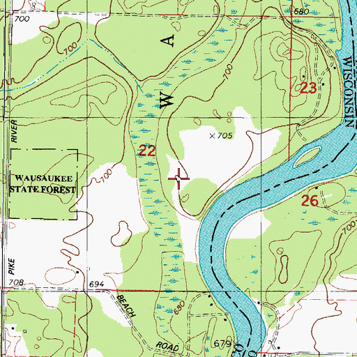 Topographic Map of Lazy River Airport, WI