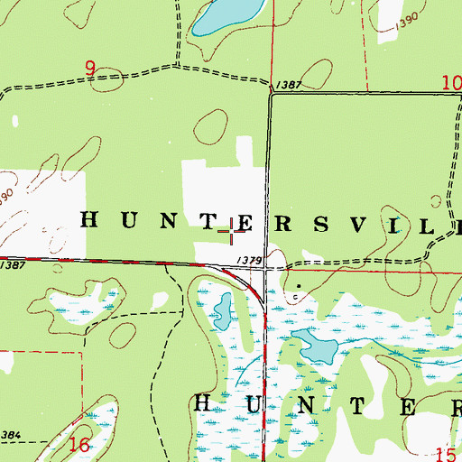 Topographic Map of Huntersville Field, MN