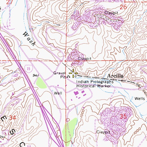 Topographic Map of Indian Pictographs Historical Marker, CA