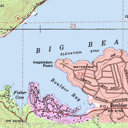 Topographic Map of Inspiration Point, CA