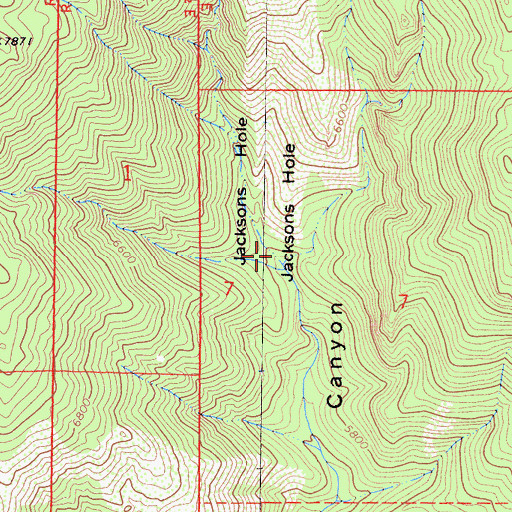 Topographic Map of Jacksons Hole, CA