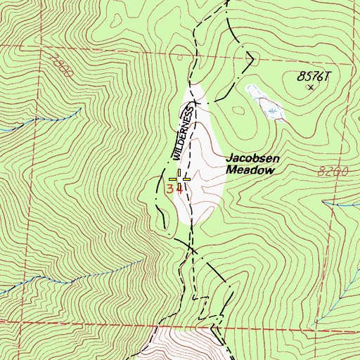 Topographic Map of Jacobsen Meadow, CA