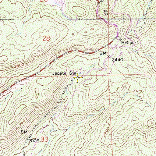 Topographic Map of Japatu Station, CA