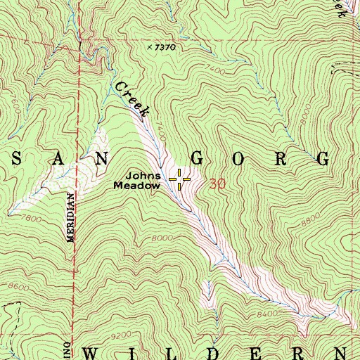 Topographic Map of Johns Meadow, CA