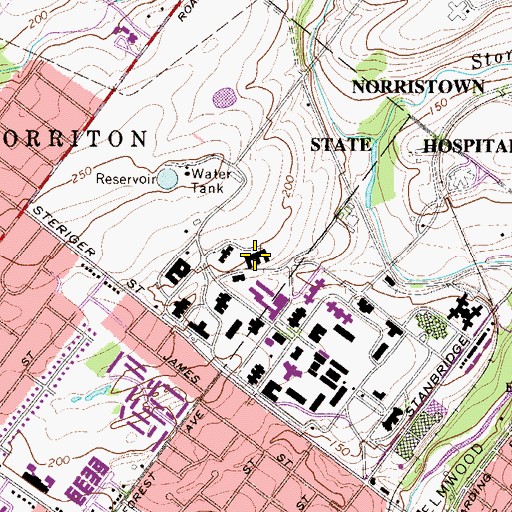 Topographic Map of Montgomery County Emergency Service - Behavioral Health Hospital, PA