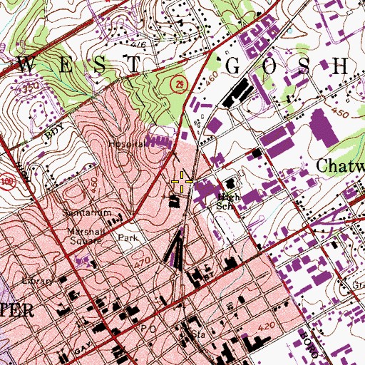 Topographic Map of Lifecare Hospitals of Chester County, PA