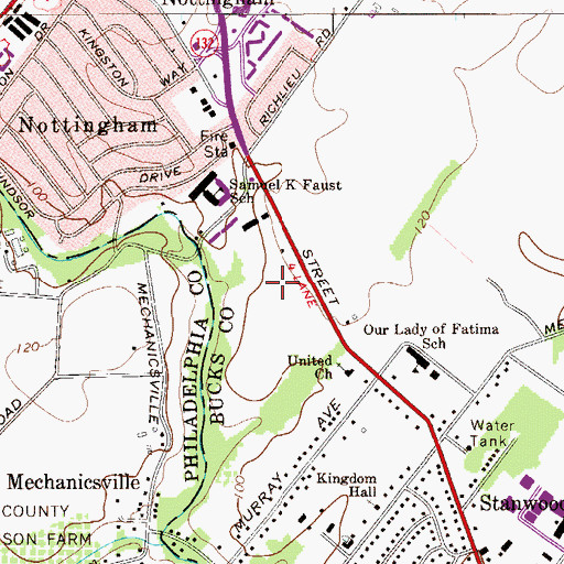 Topographic Map of Rothman Specialty Hospital, PA
