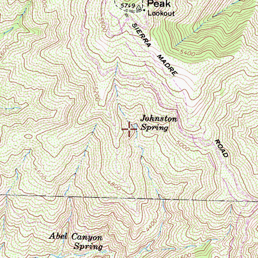 Topographic Map of Johnston Spring, CA