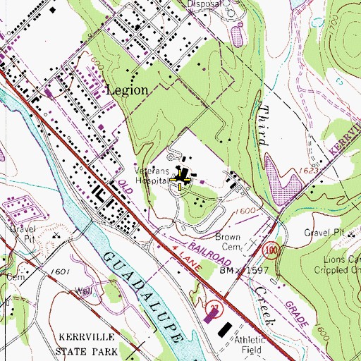 Topographic Map of Kerrville Veterans Affairs Hospital, TX