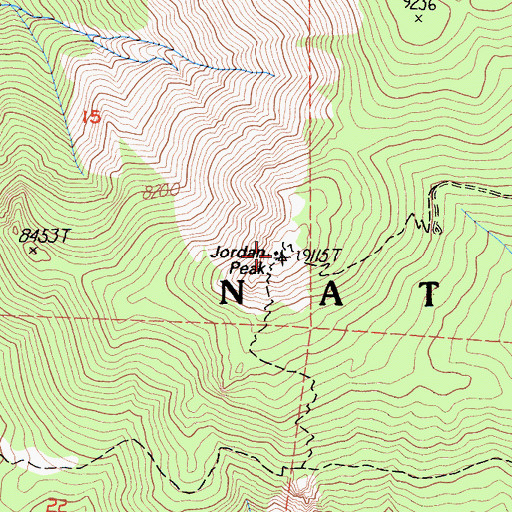 Topographic Map of Jordan Peak, CA