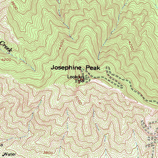 Topographic Map of Josephine Peak, CA