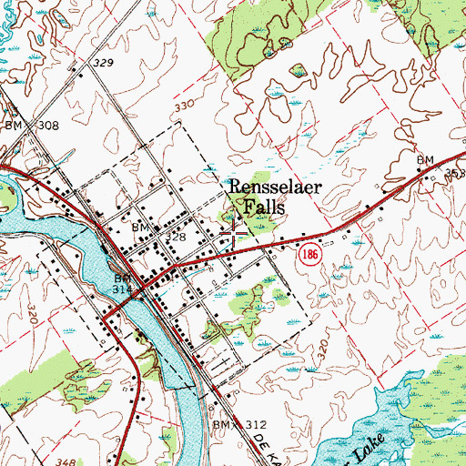 Topographic Map of Rensselaer Falls Volunteer Fire Department, NY