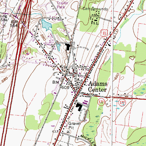 Topographic Map of Adams Center Fire Department Number 02, NY