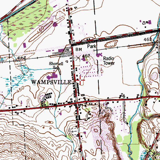 Topographic Map of Wampsville Volunteer Fire Company, NY