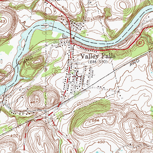 Topographic Map of Valley Falls Volunteer Fire Department, NY