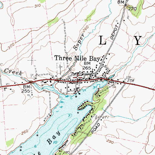 Topographic Map of Three Mile Bay Fire Company, NY