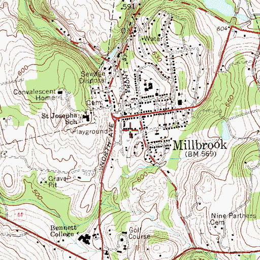 Topographic Map of Millbrook Fire Department, NY