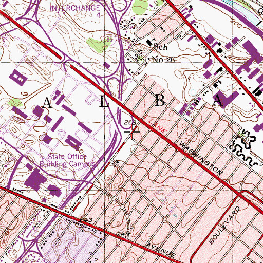 Topographic Map of Albany Fire Department Brevator Street Station Engine 10 Ladder 3, NY