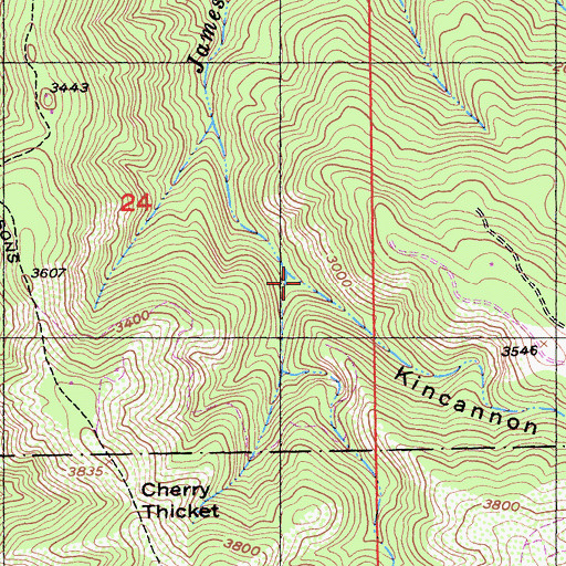 Topographic Map of Kincannon Canyon, CA