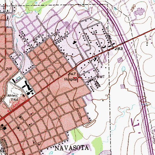 Topographic Map of Grimes Saint Joseph Health Center, TX