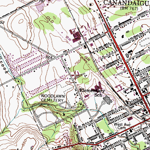 Topographic Map of Canandaigua Emergency Squad, NY