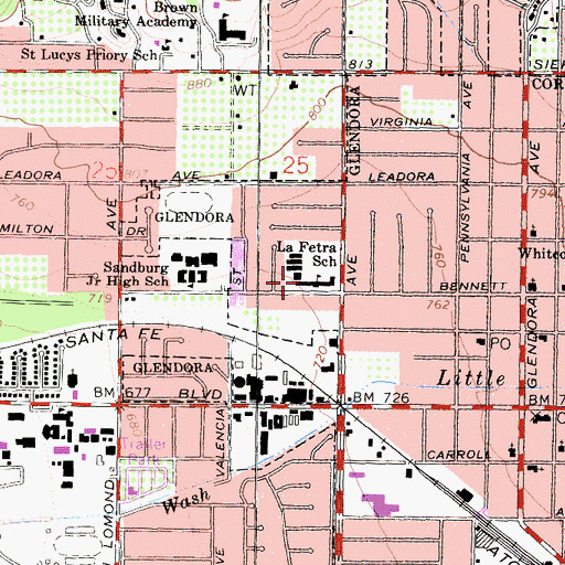 Topographic Map of La Fetra Elementary School, CA