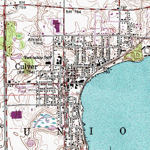 Topographic Map of Culver Union Township Ambulance Service, IN