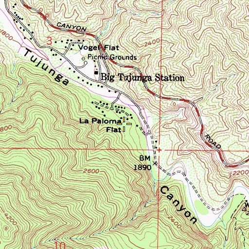 Topographic Map of La Paloma Flat, CA